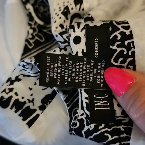 INC Belted Black White Paisley Midi Dress Size 8 Petite Sleeveless - Picture 3 of 4